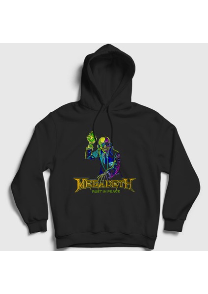 Unisex Siyah Rust In Peace Megadeth Kapüşonlu Sweatshirt