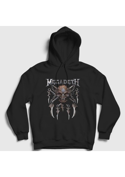 Unisex Siyah Rust Megadeth Kapüşonlu Sweatshirt