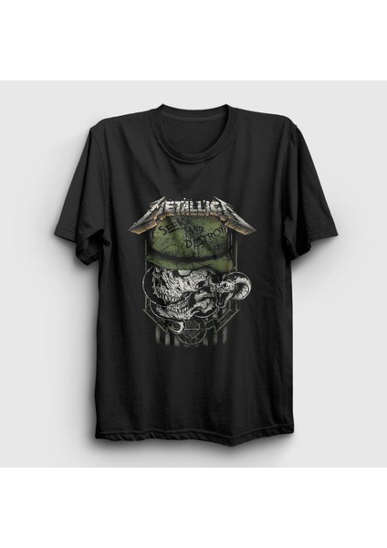 Unisex Siyah Seek and Destroy Metallica T-Shirt