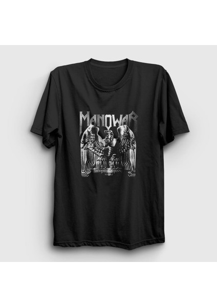 Unisex Siyah Silver Battle Hymns Manowar T-Shirt