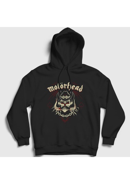 Unisex Siyah Skull Lemmy Motörhead Kapüşonlu Sweatshirt