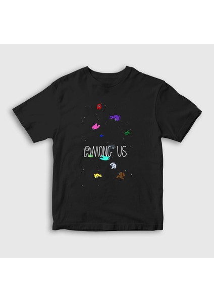 Unisex Çocuk Siyah Space Among Us T-Shirt