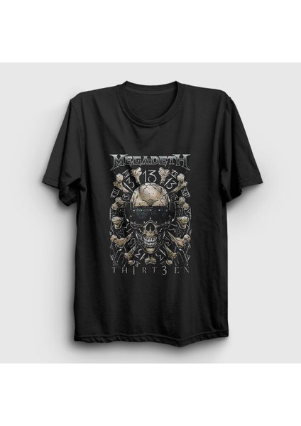 Unisex Siyah Thirteen Megadeth T-Shirt