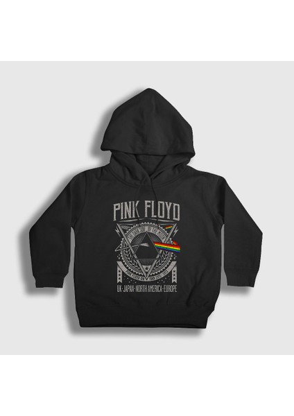 Unisex Çocuk Siyah Tour Pink Floyd Kapüşonlu Sweatshirt