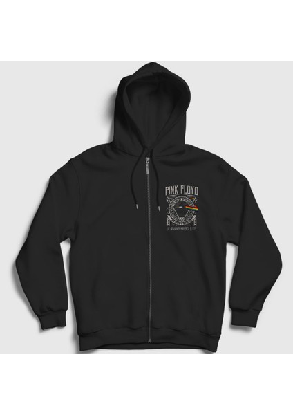 Unisex Siyah Tour Pink Floyd Fermuarlı Kapüşonlu Sweatshirt
