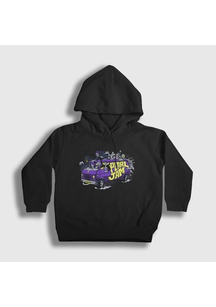 Unisex Çocuk Siyah Van Pearl Jam Kapüşonlu Sweatshirt