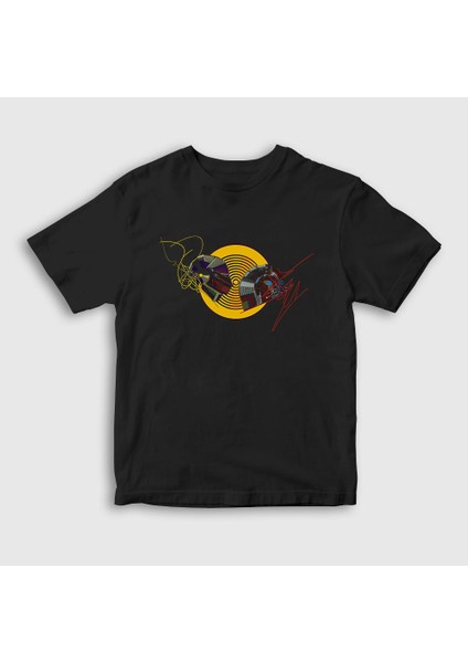 Unisex Çocuk Siyah Vinly Daft Punk T-Shirt