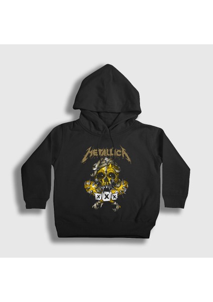 Unisex Çocuk Siyah XXX Metallica Kapüşonlu Sweatshirt