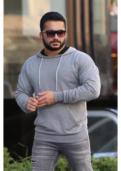 Antrasit Oversize Kapşonlu Sweatshirt 2876