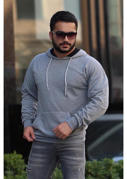 Antrasit Oversize Kapşonlu Sweatshirt 2876