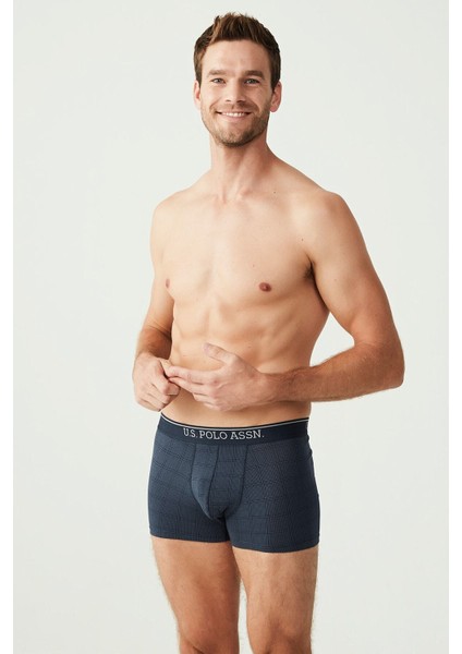 U.S. Polo Assn. Erkek Lacivert+Gri Melanj+Indigo Baskılı 3'lü Boxer 80263