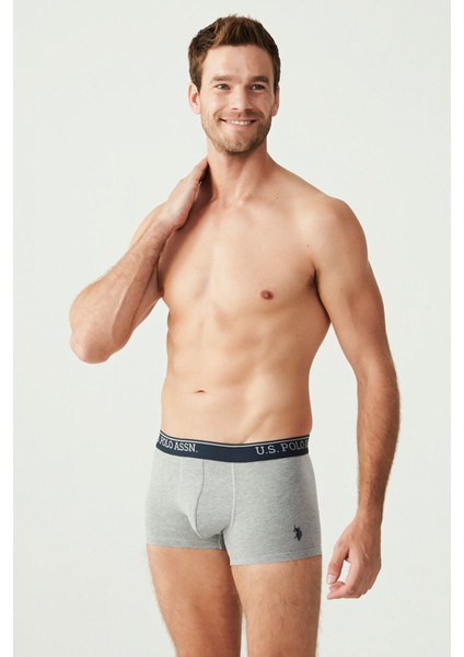 U.S. Polo Assn. Erkek Lacivert+Gri Melanj+Indigo Baskılı 3'lü Boxer 80263 fiyatları