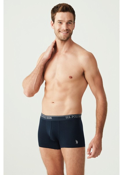 U.S. Polo Assn. Erkek Lacivert+Gri Melanj+Indigo Baskılı 3'lü Boxer 80263 modelleri