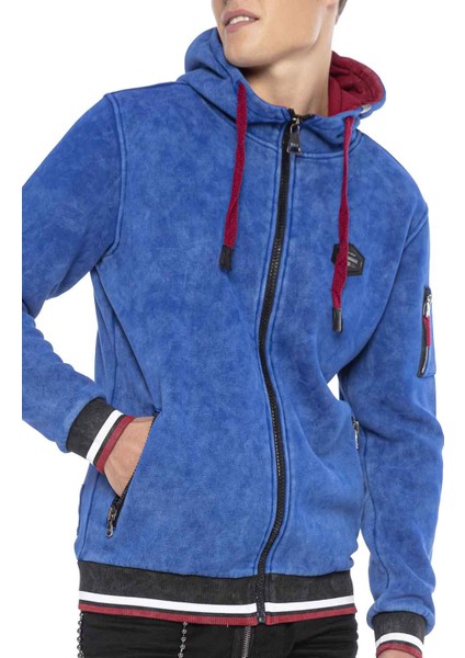 CL418 Vintage Saks Mavi Kapşonlu Sweatshirt modelleri