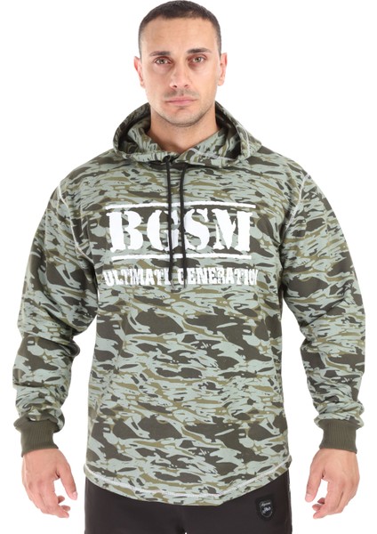 Erkek Kapşonlu Sweatshirt Kışlık Oversize Kamuflaj 4721