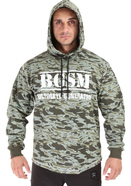 Erkek Kapşonlu Sweatshirt Kışlık Oversize Kamuflaj 4721