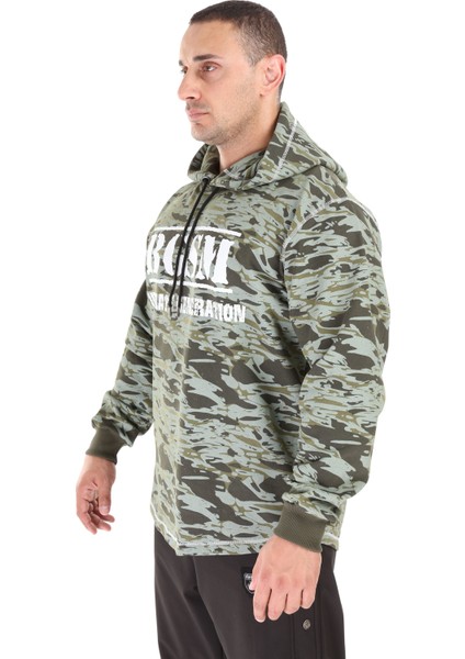 Erkek Kapşonlu Sweatshirt Kışlık Oversize Kamuflaj 4721