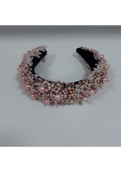 Zaradise Accessories Pembe Beyaz Taşlı El Yapımı Taç