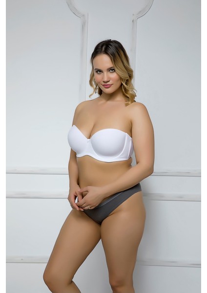 2153 Cotton Dolgusuz Straplez Sütyen Beyaz modelleri