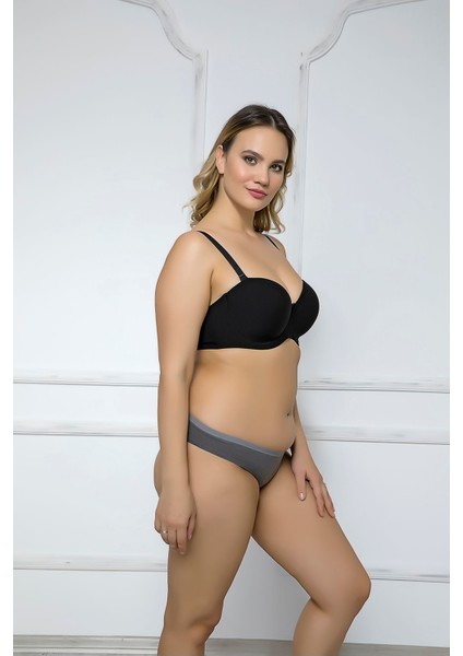 2153 Cotton Dolgusuz Straplez Sütyen Siyah