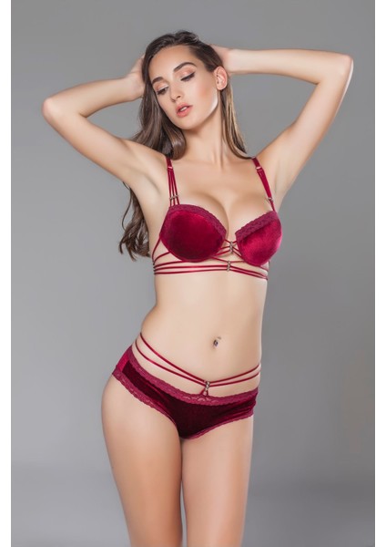 284 Saten Sütyen Tk Bordo
