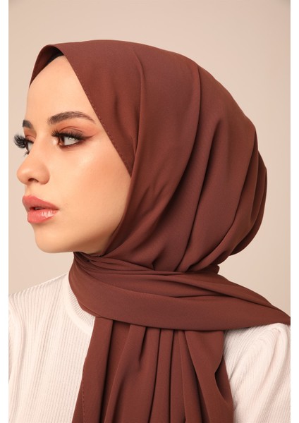 Düz Medine Ipeği Şal-Kahverengi