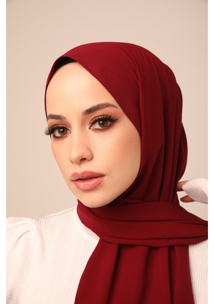 Düz Medine Ipeği Şal-Bordo