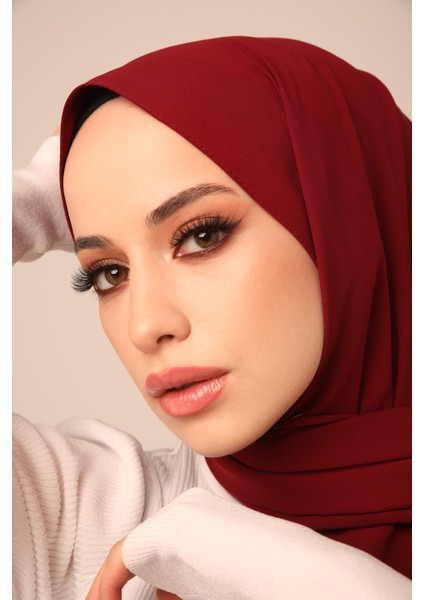 Düz Medine Ipeği Şal-Bordo