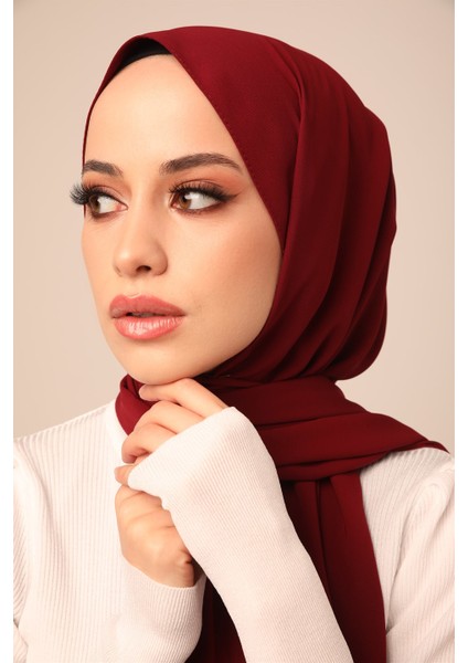 Düz Medine Ipeği Şal-Bordo