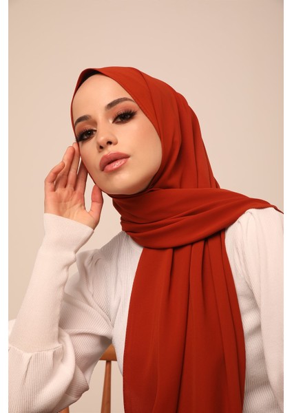 Düz Medine Ipeği Şal-Kiremit