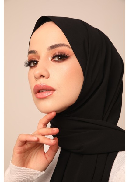 Düz Medine Ipeği Şal-Siyah