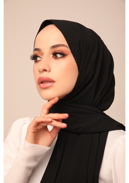 Düz Medine Ipeği Şal-Siyah