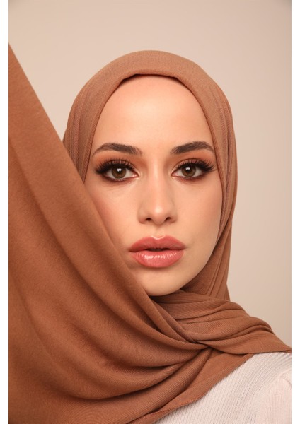 Premium Düz Pamuk Penye Şal-Camel