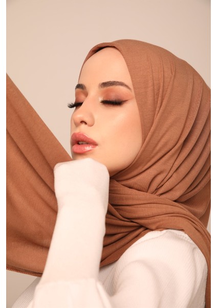 Premium Düz Pamuk Penye Şal-Camel