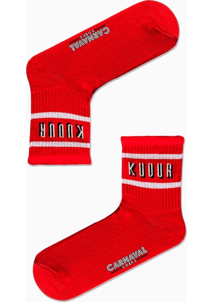 7'li Kudurtan Yazılı Desenli Renkli Spor Çorap Set