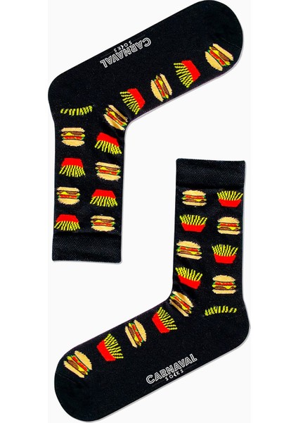 7'li Fast Food Yemek Yiyecek Desenli Renkli Çorap Set
