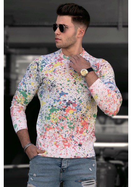 Baskılı Beyaz Sweatshirt 1658