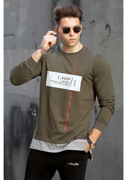 Haki Baskılı Erkek Sweatshirt 2194