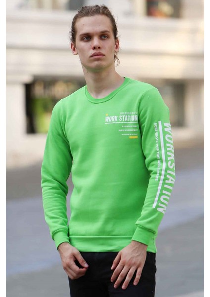 Baskılı Neon Yeşil Sweatshirt 4161 modelleri