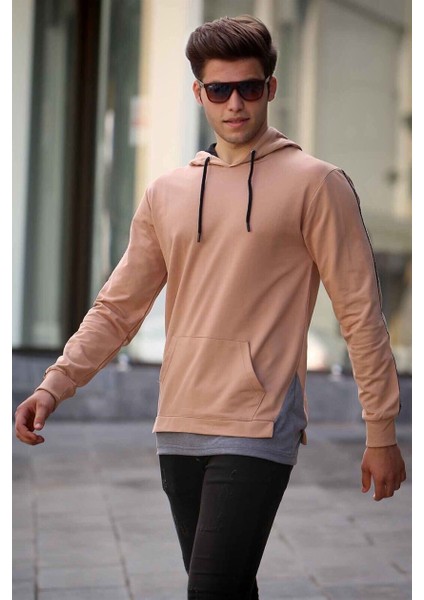 Camel Kapşonlu Sweatshirt 4178