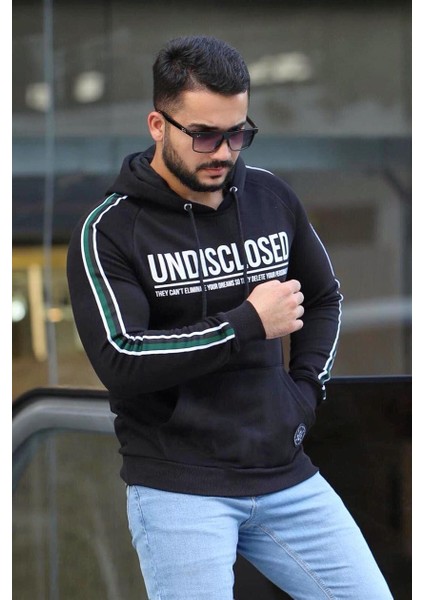 Siyah Baskılı Kapşonlu Sweatshirt 4139