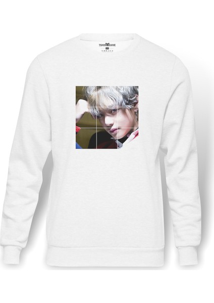 K Pop Koreli Muzik Grubu Kpop Baskılı Beyaz Erkek Örme Sweatshirt Uzun Kol