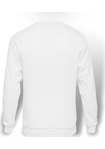 Newt Maze Runner Baskılı Beyaz Erkek Örme Sweatshirt Uzun Kol