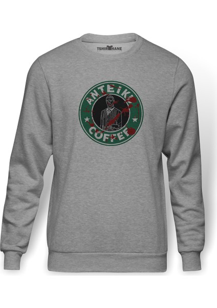 Anime Tokyo Ghoul Anteiku Coffee Baskılı Gri Erkek Örme Sweatshirt Uzun Kol
