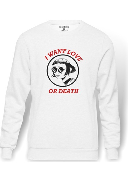 Leon & Mathilda The Professional Sevginin Baskılı Beyaz Erkek Örme Sweatshirt Uzun Kol