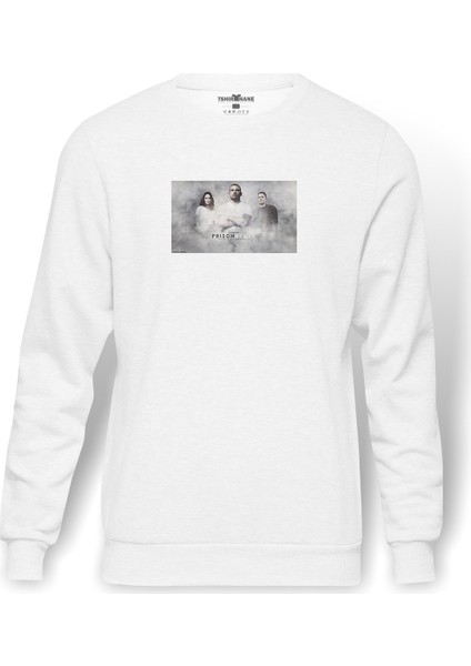 Prison Break Metal Rock Music Müzik Baskılı Beyaz Erkek Örme Sweatshirt Uzun Kol