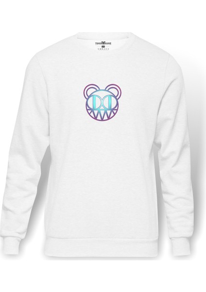 Radiohead Baskılı Beyaz Erkek Örme Sweatshirt Uzun Kol