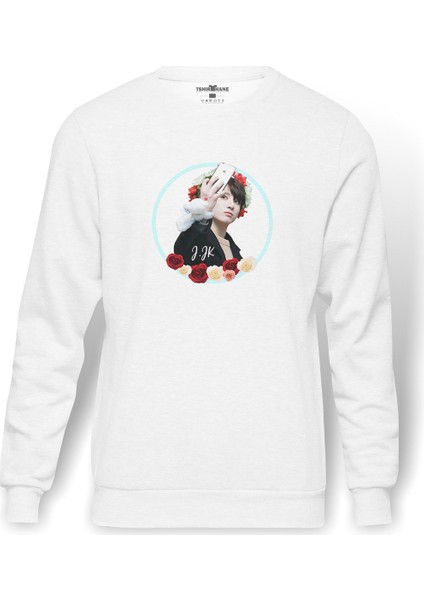Jungkook Bts Müzisyen K Pop Gfriend Baskılı Beyaz Erkek Örme Sweatshirt Uzun Kol
