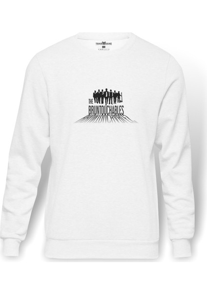 The Bruntouchables The Bruntouchables Team Comforters Baskılı Beyaz Erkek Örme Sweatshirt Uzun Kol