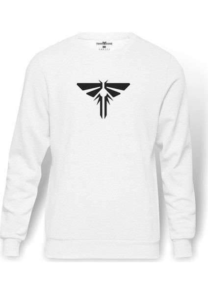 The Last Of Us Part 2 Baskılı Beyaz Erkek Örme Sweatshirt Uzun Kol